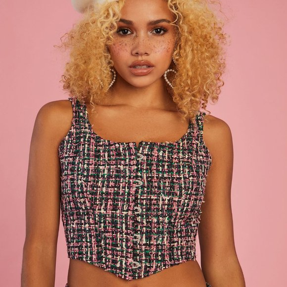 Sugar Thrillz Tops - SOLD | Dolls Kill Sugar Thrillz Tweed Corset
